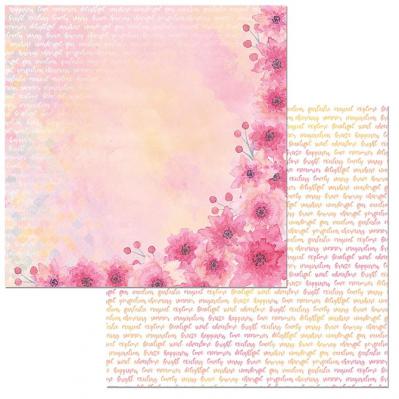 Bo Bunny Summer Mood Pink Floral 12x12 Reversible Cardstock