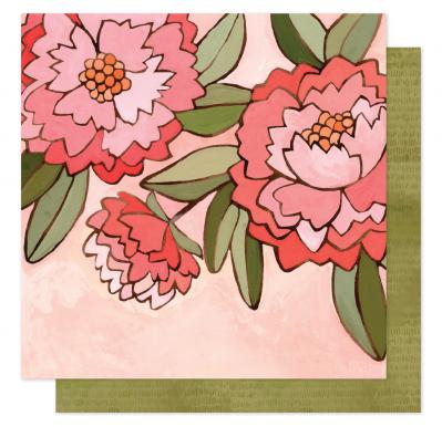 American Crafts Pink Peony 12x12 Patterned Cardstock part of the Saturday Afternoon collection